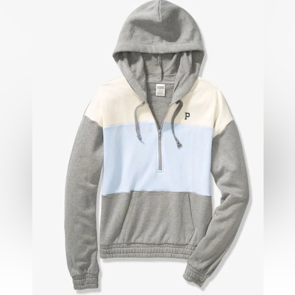 Victoria's Secret PINK Campus Colorblock Quarter Zip Pullover Size Xsmall - Picture 8 of 8